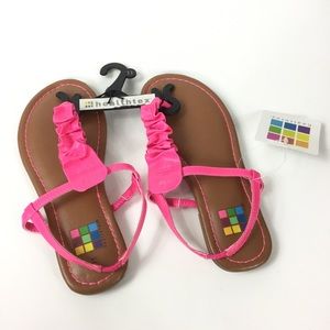 Pink Ruffle T Strap Little Girls Sandals Size 11